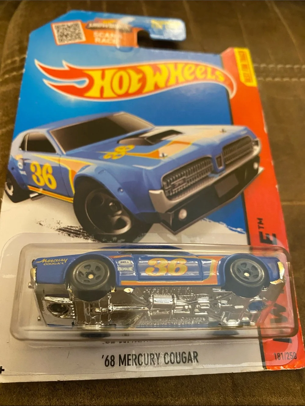 Mattel Hot Wheels '68 Mercury Cougar - Blue & Yellow